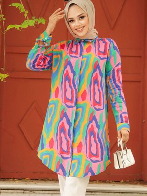 Desenli Pembe Tunik