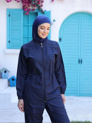 Lacivert Paraşüt Tam Kapalı Mayo