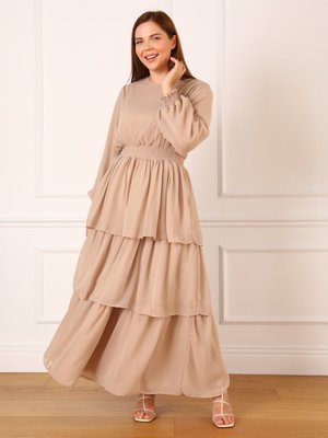 Koyu Vizon Büyük Beden Abiye Elbise