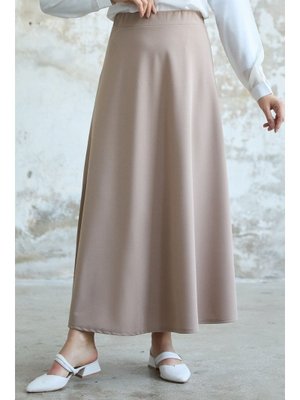 Bej Duble Örme Kumaş Etek Bej Duble Örme Kumaş Etek