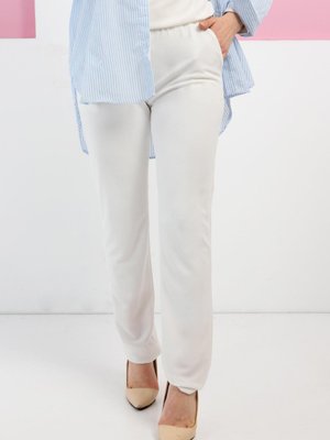 Beli Lastikli Kalem Pantolon Ekru Beli Lastikli Kalem Pantolon Ekru