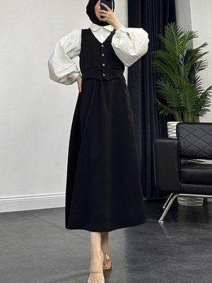 Kadın Siyah Yelekli Etekli Takım T