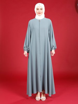 Mint Samyeli Kol Manşeti Boncuklu Kloş Ferace