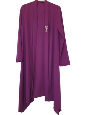 Kobe Krep Kumaş Broşlu Asimetrik Kesim Hırka