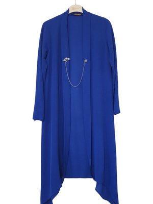 Kobe Krep Kumaş Broşlu Asimetrik Kesim Hırka