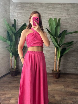 Pembe Asena Keten Uzun Etek Pembe Asena Keten Uzun Etek