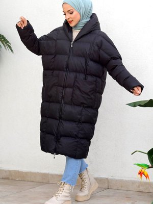 Şişme Yorgan Mont Siyah