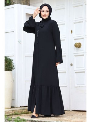 Kolu Volanlı Yakası Bağlama Detaylı Ferace Kolu Volanlı Yakası Bağlama Detaylı Ferace