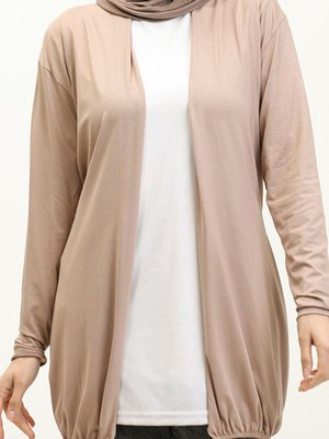 Kuşaklı Viskon Lastikli Spor Ceket Hırka