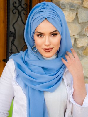 Bebe Mavi Hazır Şifon Şal