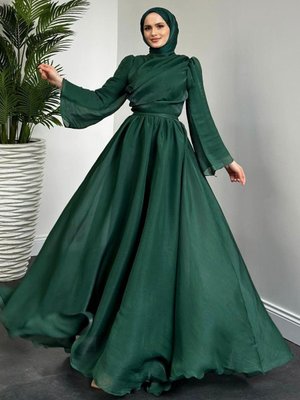 Anka Balon Kol Elbise Zümrüt Anka Balon Kol Elbise Zümrüt