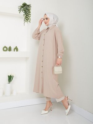 Maxi Boy Yırtmaçlı Viskon Tunik