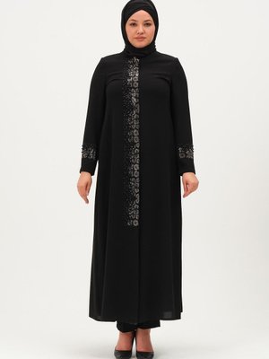 Tuana Büyük Beden Taşlı Petek Abiye Ferace