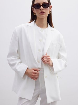 Oversıze Naturel Blazer Ceket Ekru Oversıze Naturel Blazer Ceket Ekru