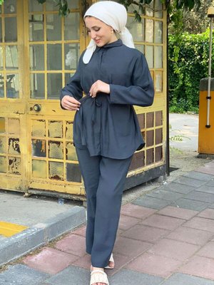 Antrasit Tuniği Kemerli Takım Antrasit Tuniği Kemerli Takım