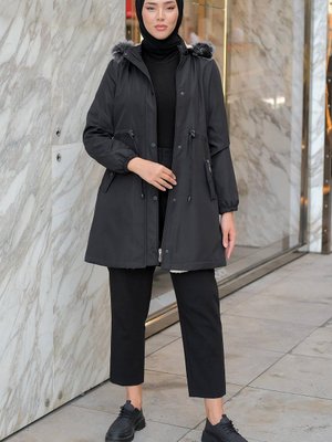 İçi Kürklü Mont Siyah İçi Kürklü Mont Siyah