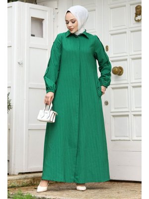 Yeşil Arkası A Pileli Ferace