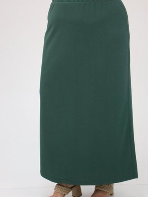 Zümrüt Büyük Beden Scuba Uzun Kalem Etek