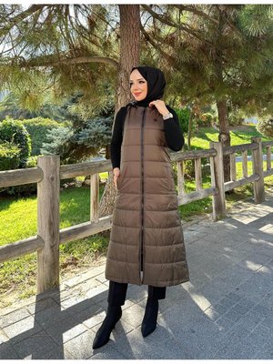 Şişme Kapitone Elyaf Dolum Kışlık Uzun Spor Yelek Şişme Kapitone Elyaf Dolum Kışlık Uzun Spor Yelek