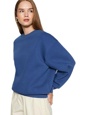 O Yaka Spor Geniş Kalip Sweat 75cm Üç Iplik Kalın