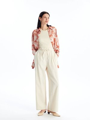 Lcw Modest Beli Lastikli Düz Keten Karışımlı Pantolon