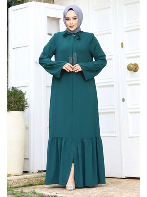 Kolu Volanlı Yakası Bağlama Detaylı Ferace Kolu Volanlı Yakası Bağlama Detaylı Ferace