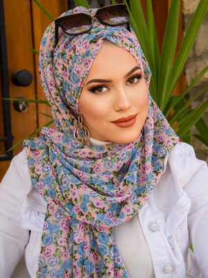 Beyaz Pudra Hazır Şifon Şal