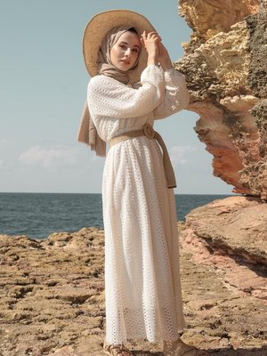 Hasır Kemerli Astarlı Elbise Hasır Kemerli Astarlı Elbise