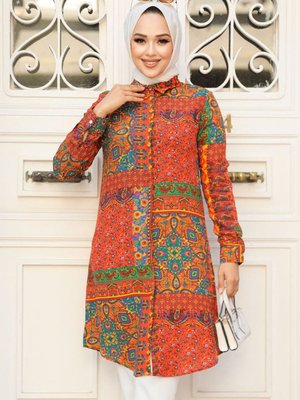 Desenli Turuncu Tunik