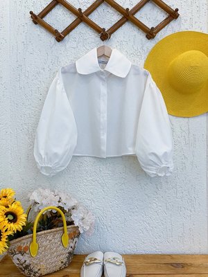 Beyaz Bebe Yaka Crop Gömlek Beyaz Bebe Yaka Crop Gömlek