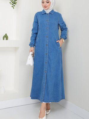 Düğmeli Kot Kap Koyu Mavi Düğmeli Kot Kap Koyu Mavi