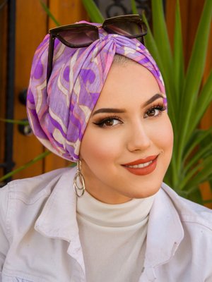 Lila Desenli Burgu Bone