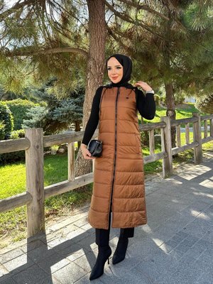 Şişme Kapitone Elyaf Dolum Kışlık Uzun Spor Yelek Şişme Kapitone Elyaf Dolum Kışlık Uzun Spor Yelek