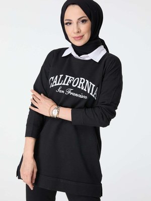 Düz Bisiklet Yaka Siyah Sweat Düz Bisiklet Yaka Siyah Sweat