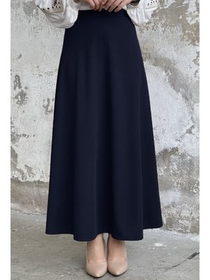 Lacivert Duble Örme Kumaş Etek Lacivert Duble Örme Kumaş Etek