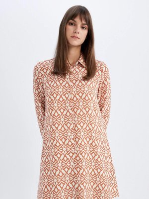 Regular Fit Desenli Viskon Uzun Kollu Gömlek Tunik D2777ax24hs