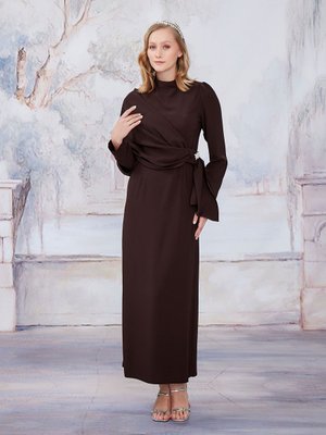 Acı Kahverengi Linda Abiye Elbise
