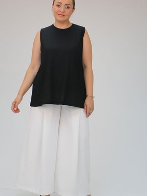 Ekru Büyük Beden Düğme Detaylı Aspen Pantolon