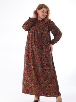 Anne Robalı Büyük Beden Elbise