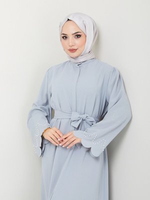 Numara Moda Giyim Kolları Taşlı Ferace Elbise