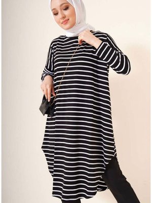 Çizgili Oversize Kalıp Tunik