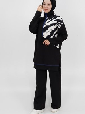 Fermuar Detaylı Scuba Kumaş Sweatshirt