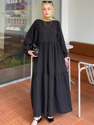 Balon Kol Katlı Yazlık Elbise Balon Kol Katlı Yazlık Elbise