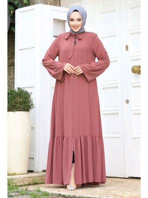 Kolu Volanlı Yakası Bağlama Detaylı Ferace Kolu Volanlı Yakası Bağlama Detaylı Ferace