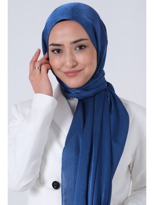 Koyu İndigo Janjan Şal