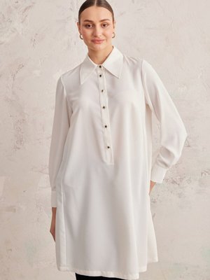 Geniş Yaka Yarım Patlı Tunik