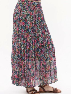 Desenli Beli Lastikli Astarlı Piliseli Şifon Etek Qys Desenli Beli Lastikli Astarlı Piliseli Şifon Etek Qys