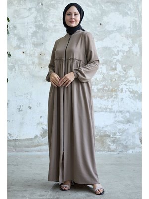 Arkadan Püskül Detay Büzgü Bej Ferace Arkadan Püskül Detay Büzgü Bej Ferace