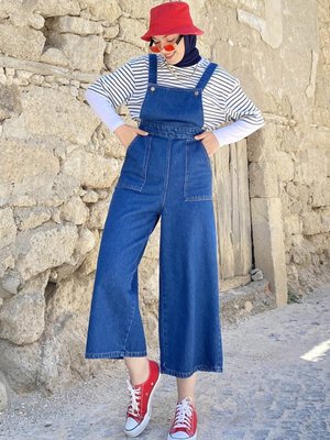 Kopya Bahçıvan Askılı Kot Tulum