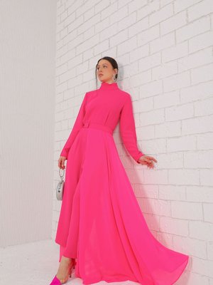 Fuşya Şifon Detaylı Tulum Fuşya Şifon Detaylı Tulum